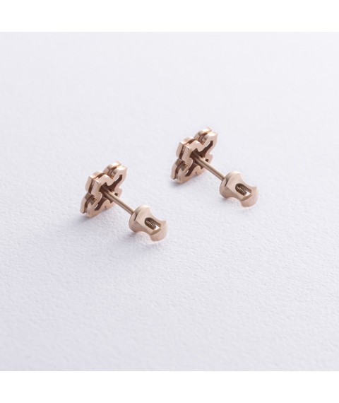 Earrings - studs "Clover" in yellow gold 335213100 Onyx