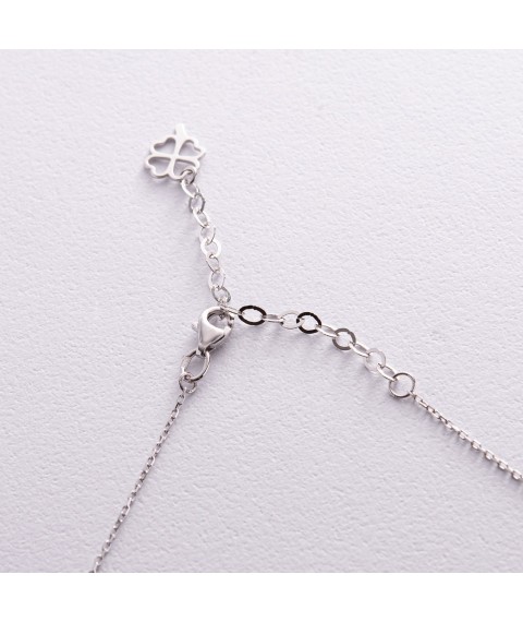 Necklace "Clover" in white gold (malachite) coll02403 Onix 50