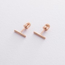 Gold stud earrings "Minimum" s06689 Onyx
