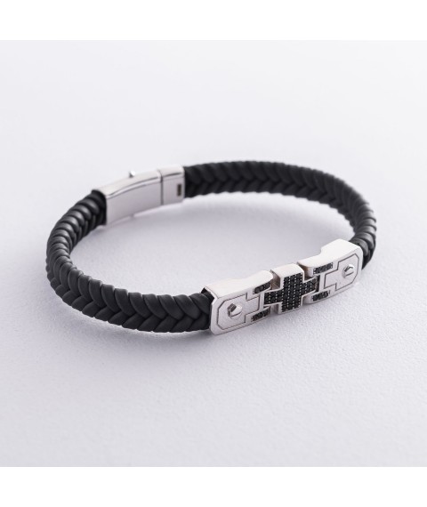 Rubber bracelet with cubic zirconia b03993 Onix 20