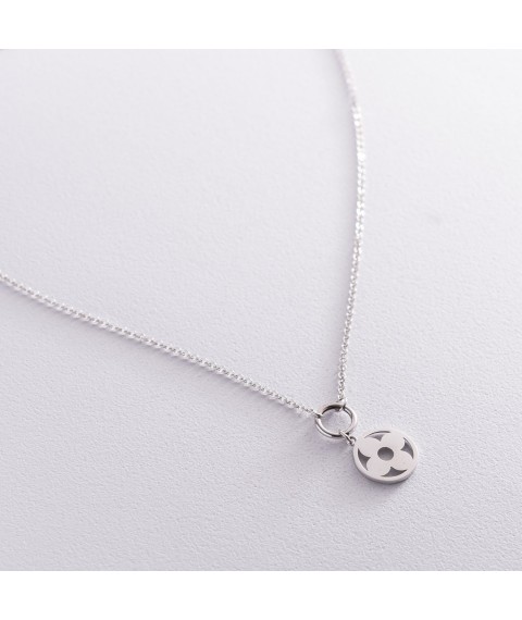 Necklace "Clover" in white gold kol01855 Onyx 45