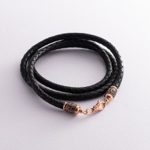 Leather lace with gold clasp kol01429 Onix 65