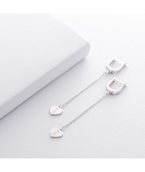Срібні сережки з сердечками "Love" 122295 Онікс