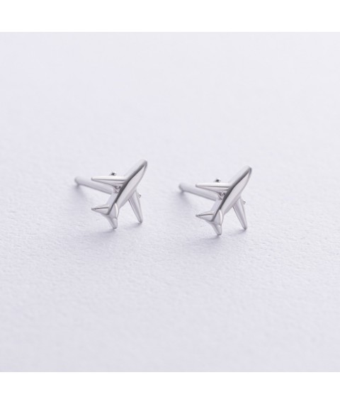 Silver earrings - studs "Airplane" mini 123351 Onyx