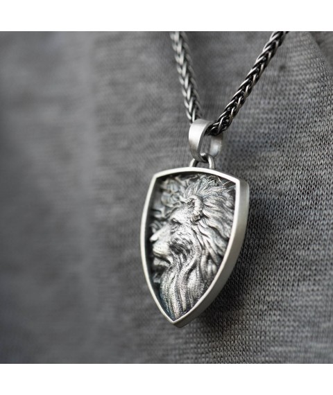 Silver pendant "Lion" (custom engraving possible) 7111 Onyx