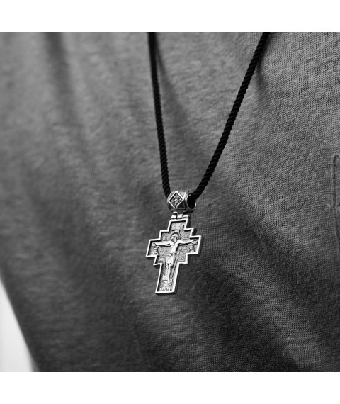 Silver Orthodox cross with blackening 132488 Onyx