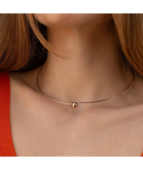 Necklace - choker "Adele" (yellow gold) with ball col02549 Onyx 40