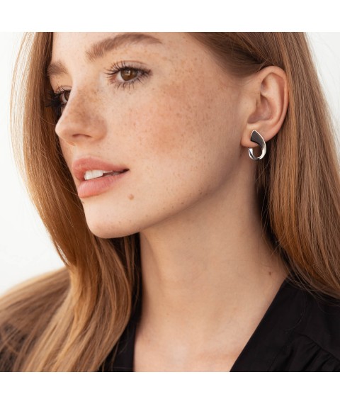 Earrings "Charlotte" in white gold s08009 Onyx