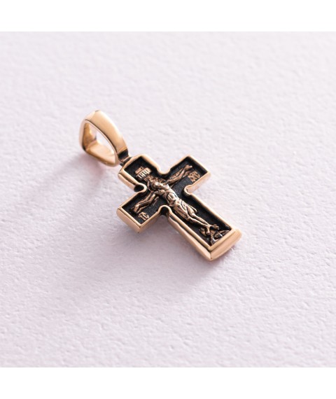 Golden cross "Crucifixion. Prayer "Lord, have mercy" p03610 Onyx