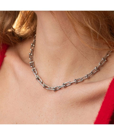 Silver necklace "Fantasy" 181103 Onyx 40
