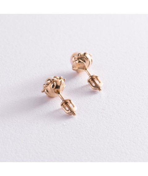 Gold earrings - studs with pearls s07578 Onyx