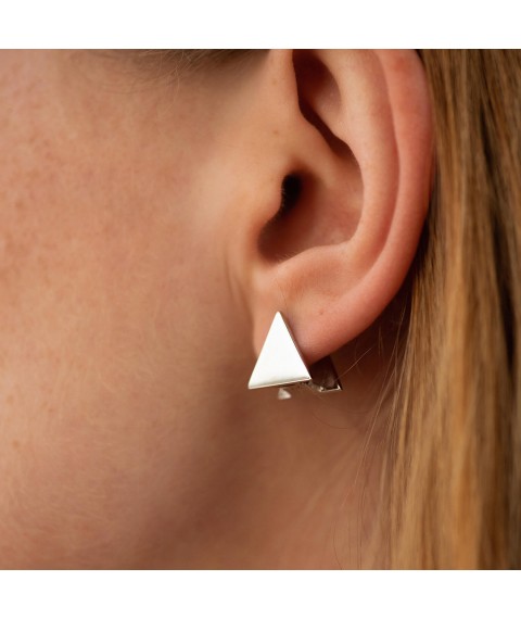 Earrings "Triangles" (white gold) s07013 Onyx