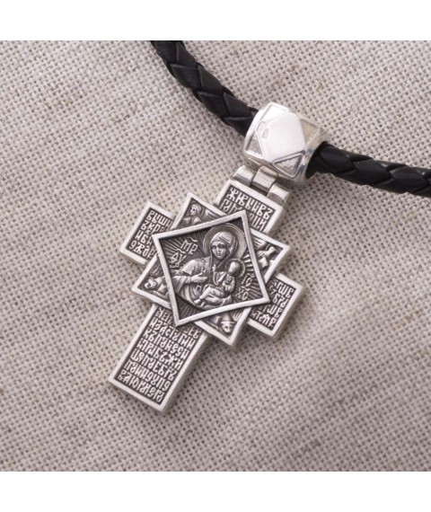 Срібний православний хрест з чорнінням 132488 Онікс