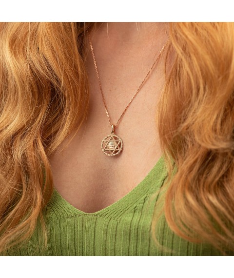 Gold pendant "Star of David" p00321 Onyx