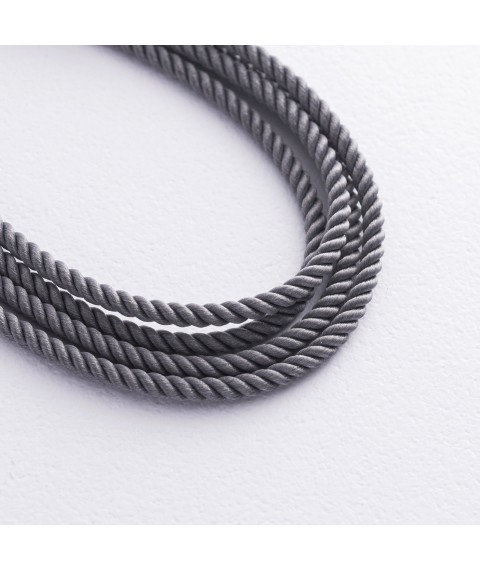 Шелковый серый шнурок с гладкой серебряной застежкой (2мм) 18495 Онікс  40