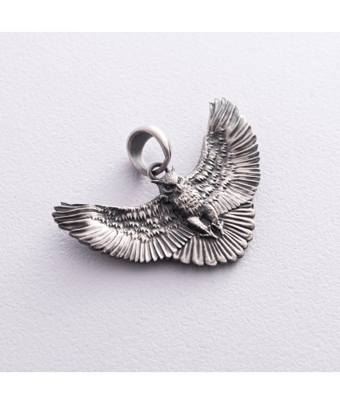 Silver pendant "Owl" 7039 Onyx