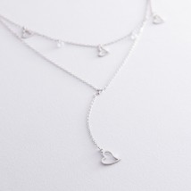 Silver necklace "Hearts" with cubic zirconia 18952 Onix 45