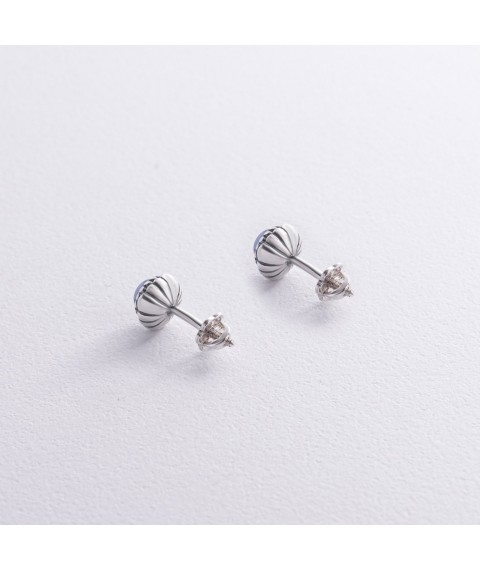 Silver earrings - studs with nano sapphire 122081 Onyx