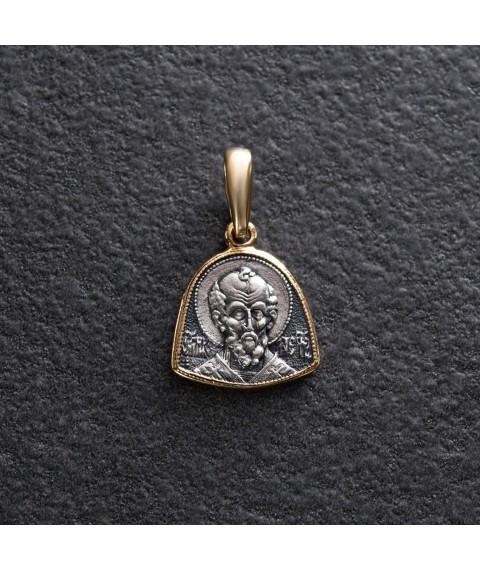 Silver pendant "St. Nicholas the Wonderworker" 131811 Onyx