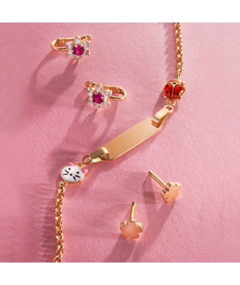 Gold earrings - studs "Flowers" s08762 Onix