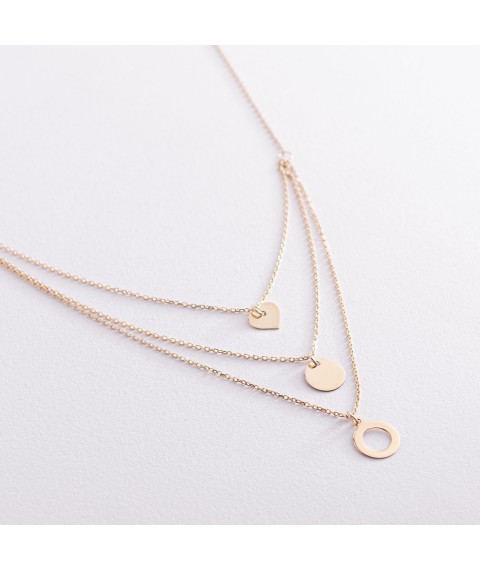 Necklace "Heart and circles" in yellow gold coll01769 Onyx 43