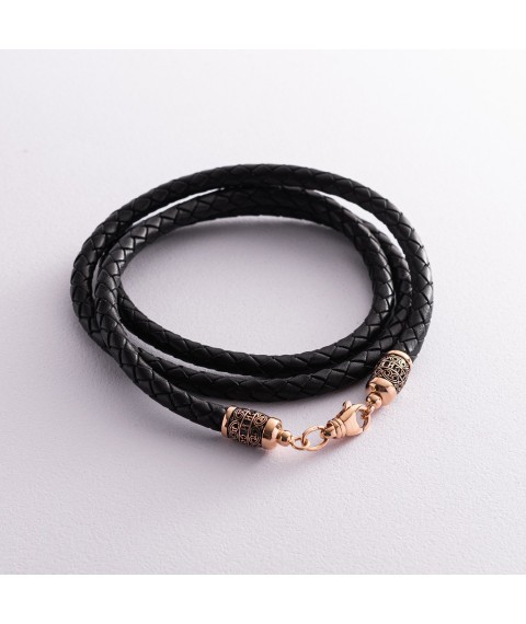 Leather lace with gold clasp kol01429 Onyx 55