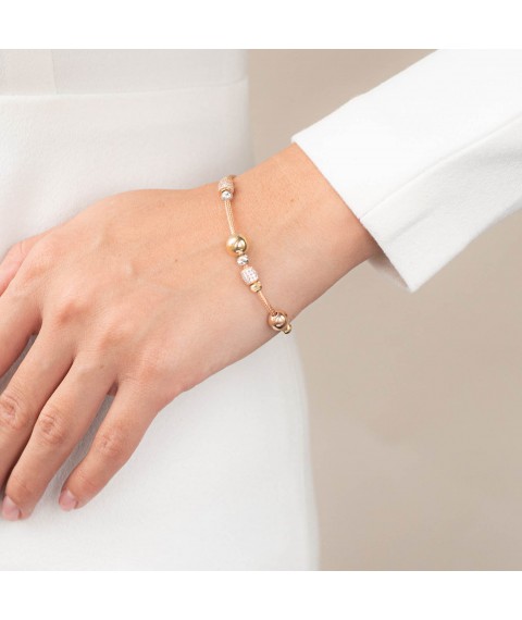Gold bracelet with cubic zirconia b04147 Onix 18