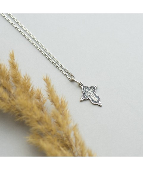 Silver Orthodox cross 131505 Onyx