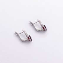 Серебряные серьги с пиропом и фианитами 2521/1р-GARN Онікс