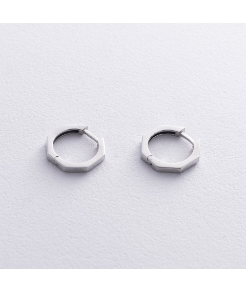 Сережки - кільця "Геометрія" у сріблі 7069 Онікс