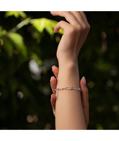 Silver bracelet "Chain" 141604 Onix 15