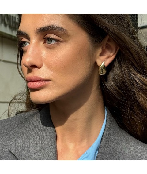 Серьги "Megan" в желтом золоте (Small) с09085 Онікс