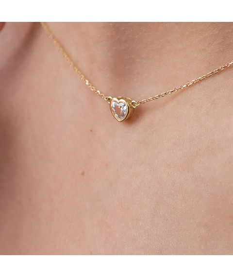 Necklace "Heart" in yellow gold kol01822 Onix 40