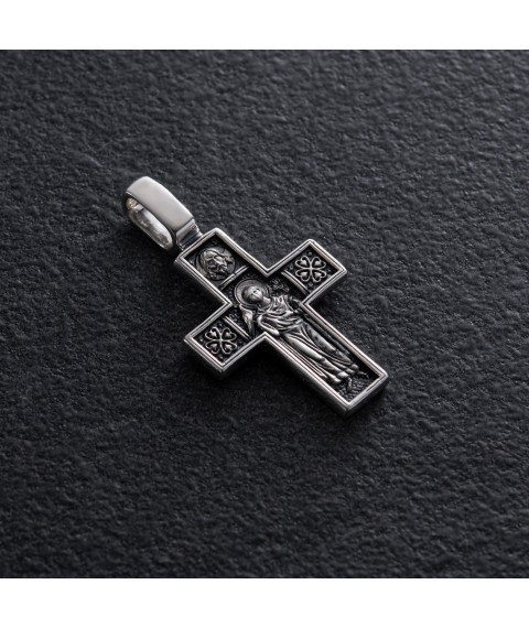 Orthodox silver cross "Lord Pantocrator. St. Martyr Tryphon" 133005 Onyx