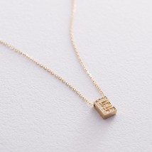 Gold necklace letter "E" coll01165e Onyx 44