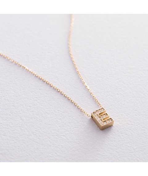 Gold necklace letter "E" coll01165e Onyx 44