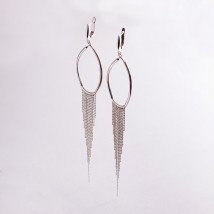 Silver earrings "Rain" 122325 Onyx
