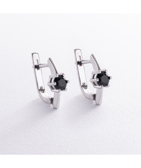 Silver earrings with sapphires GS-02-047-31 Onyx
