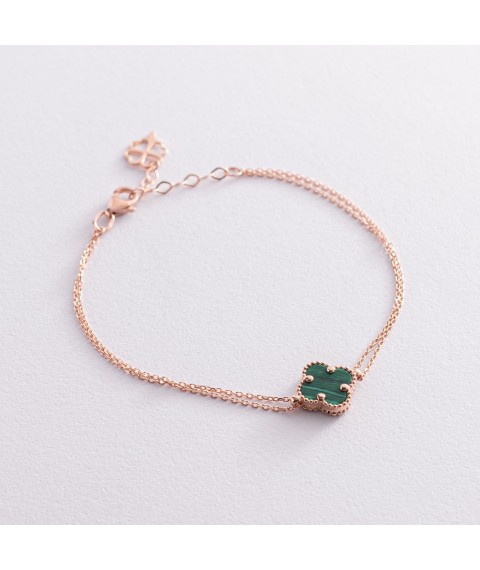 Bracelet "Clover" in red gold (malachite) b04827 Onix 20