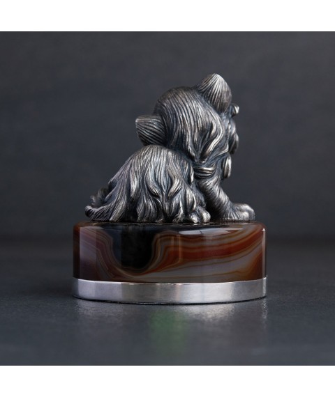 Серебряная фигура "Котенок" ручной работы 23132 Онікс