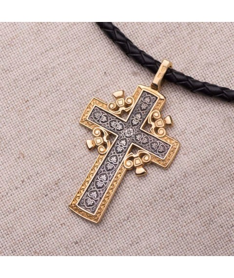 Серебряный крест с позолотой "Голгофский крест" 131627 Оникс