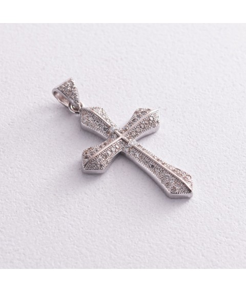 Срібний хрестик з фіанітами (родій) 131995 Онікс