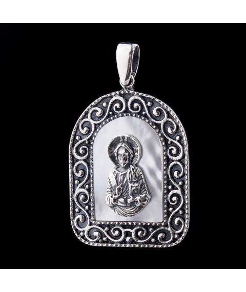 Silver amulet with mother of pearl 131125 Onyx