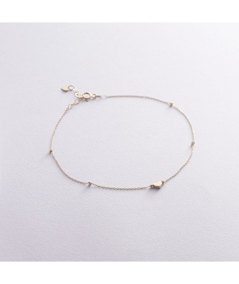 Anklet "Heart" in yellow gold b05327 Onix 27