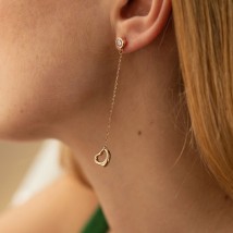 Gold earrings "Hearts" on a chain (cubic zirconia) s07568 Onyx