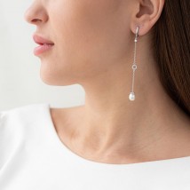 Earrings in white gold (pearls, cubic zirconia) s06885 Onyx