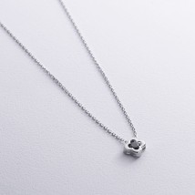 Silver necklace "Clover" (black cubic zirconia) 181059 Onyx 45