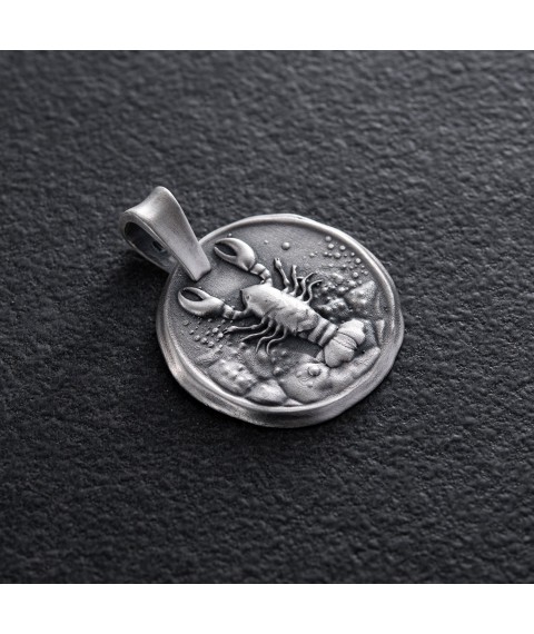 Silver pendant "Zodiac sign Cancer" 133221cancer Onyx