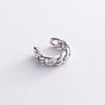 Earring - cuff "Chain" in white gold s08191 Onyx