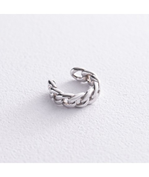 Earring - cuff "Chain" in white gold s08191 Onyx
